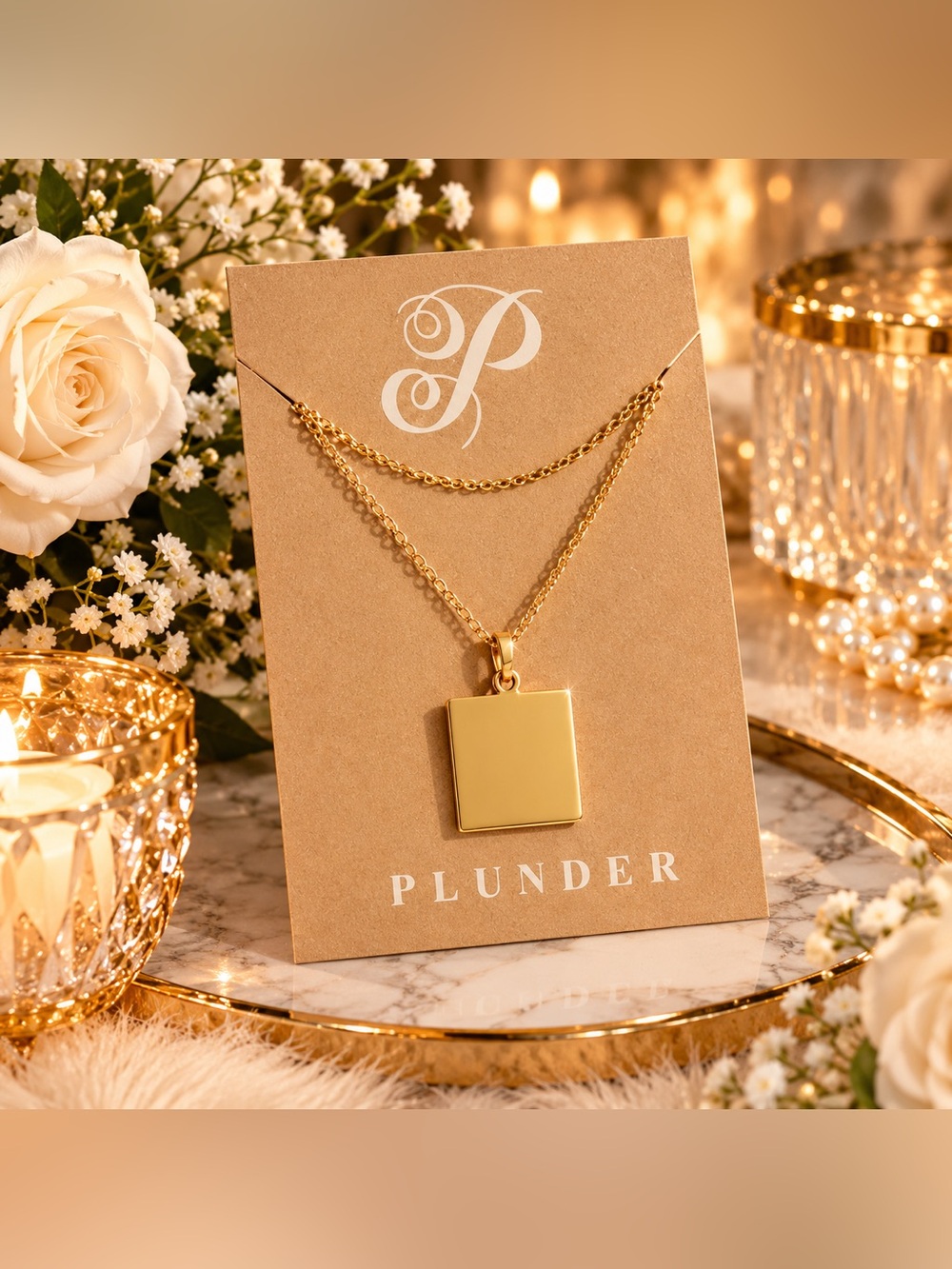 ✨ NEW ✨ Plunder Gold Square Pendant Necklace ✨